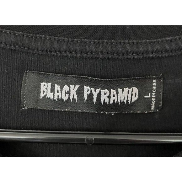 Black Pyramid Mens Graphic T-shirt Size Large Black And Neon Skull Graphic Logo - Picture 6 of 7